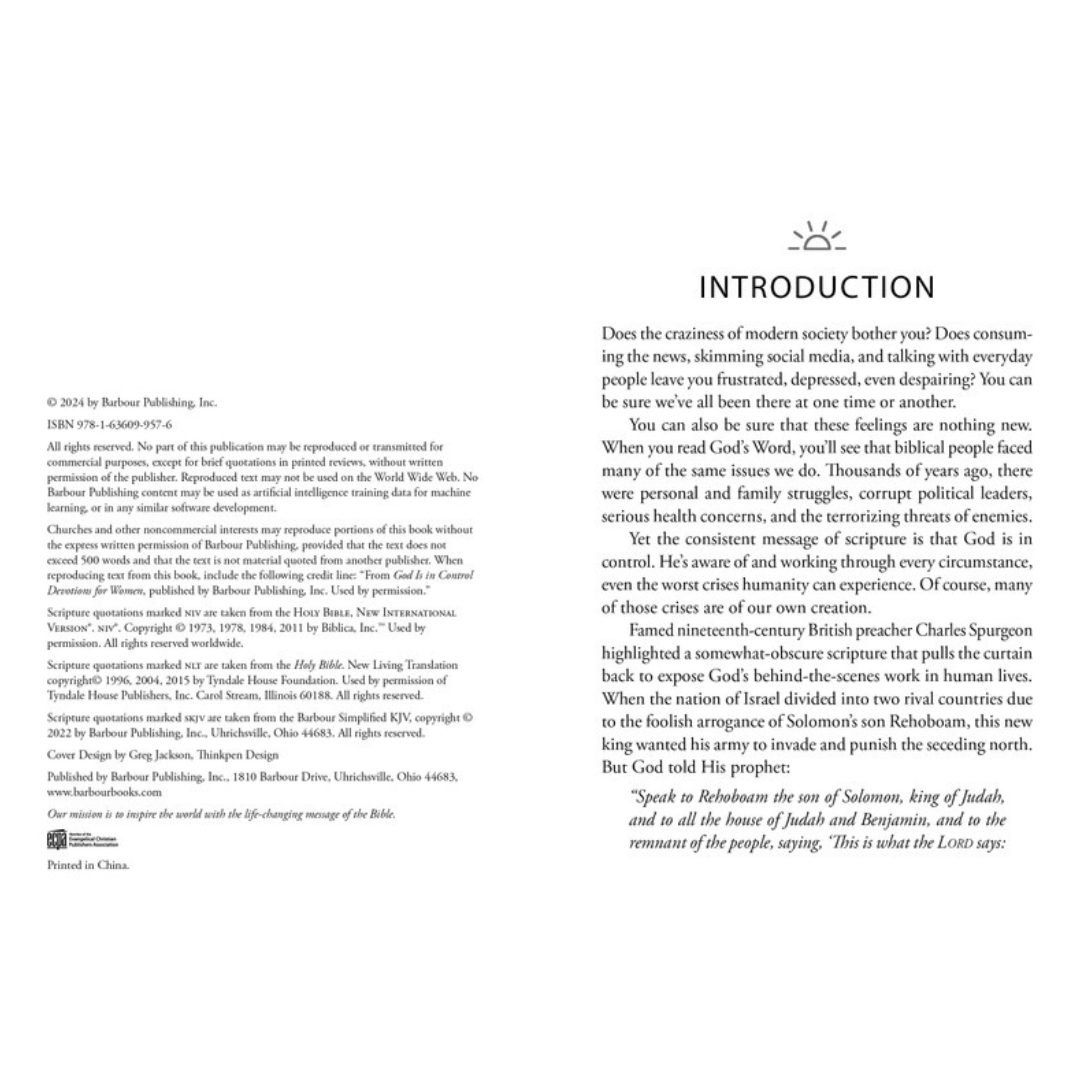 God is in control devotional book for women