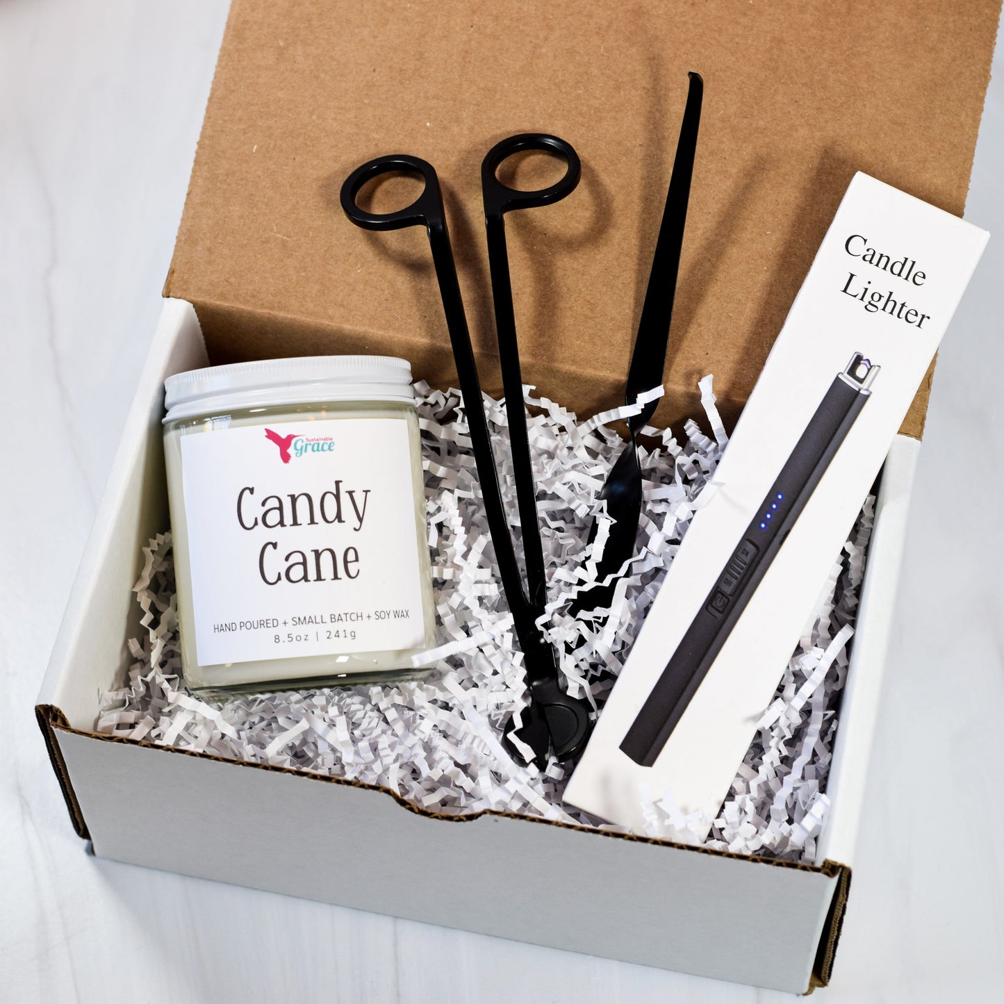 candy cane candle gift set