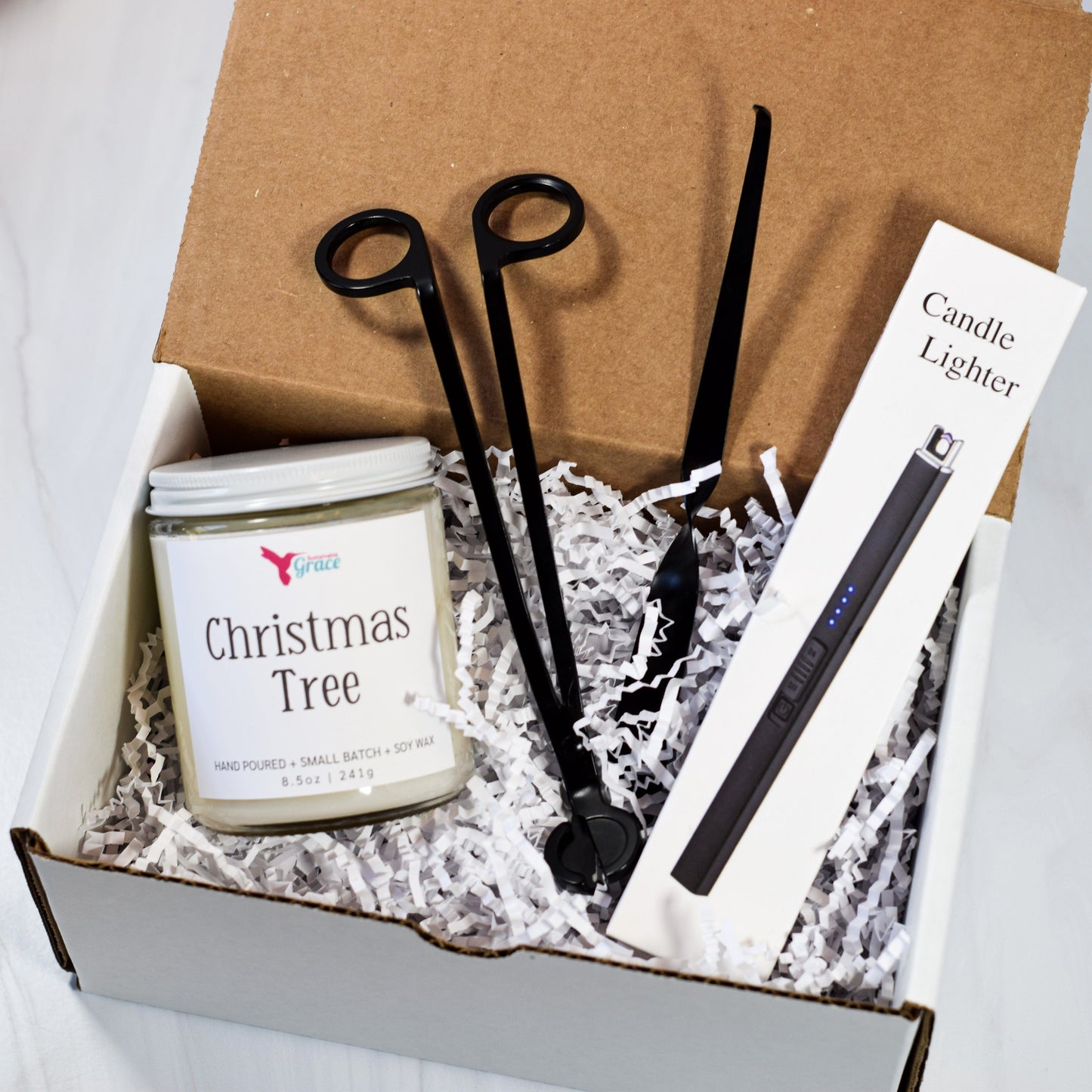 christmas tree candle gift set