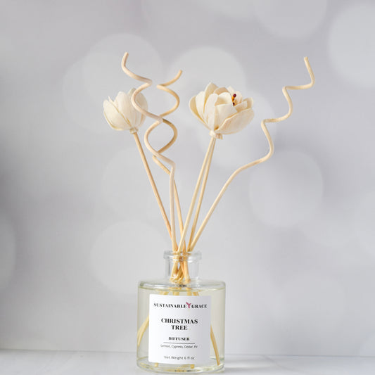 non toxic flower reed diffuser with wavy reeds