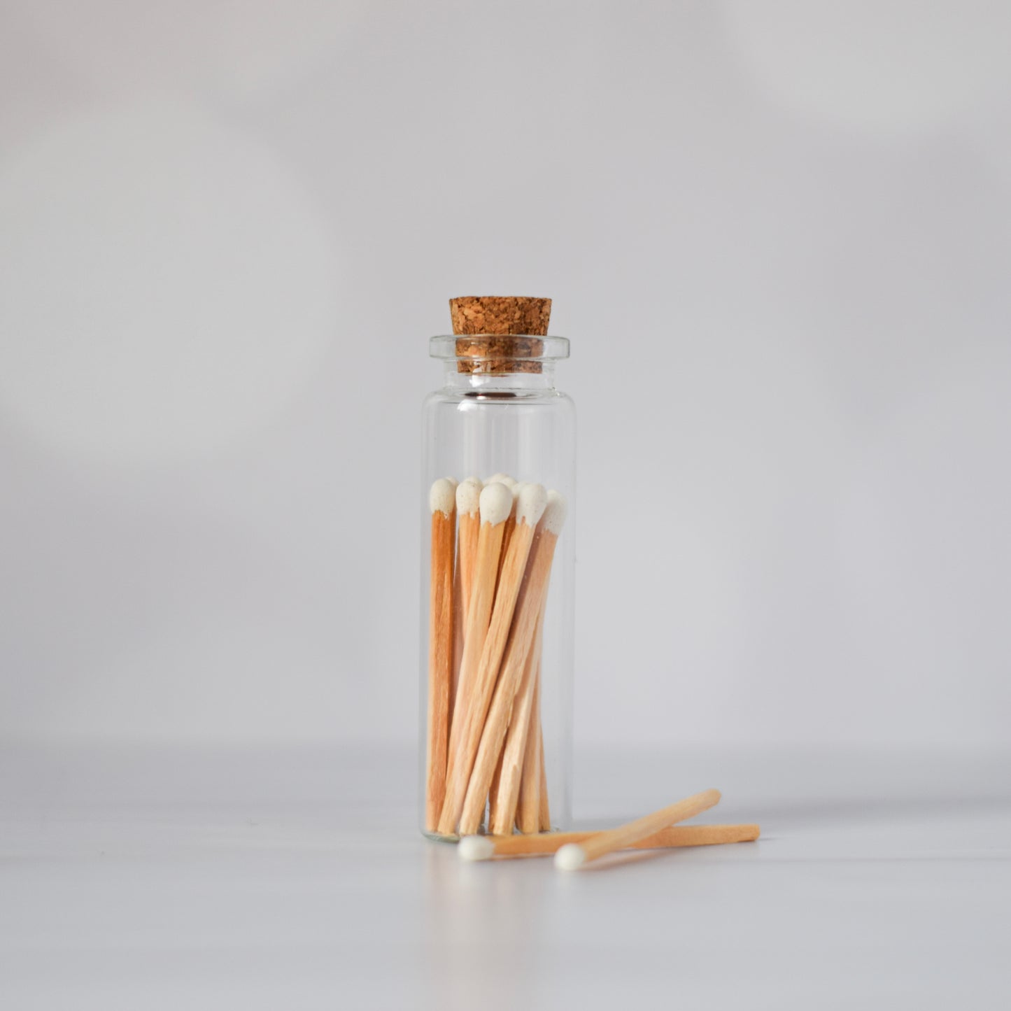 apothecary matchstick bottle with white matches