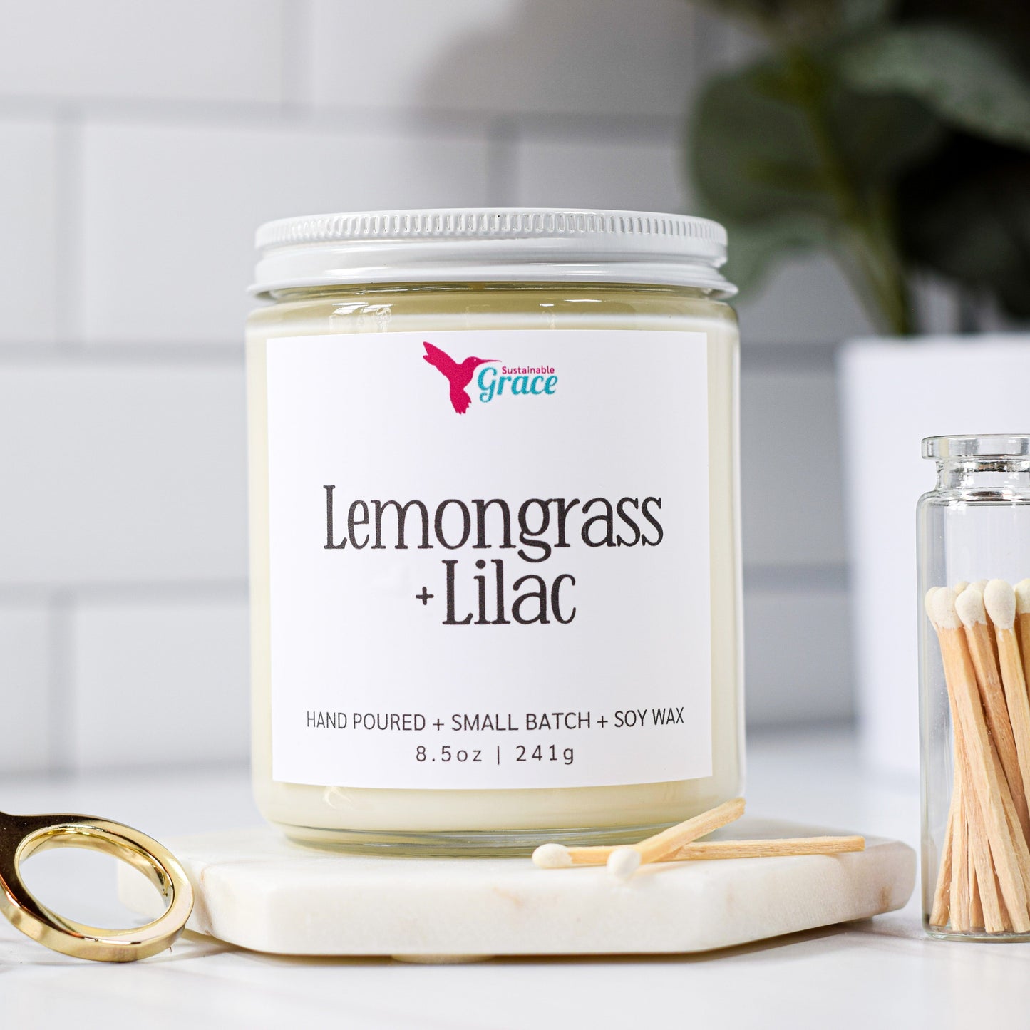 lemongrass + lilac soy candle