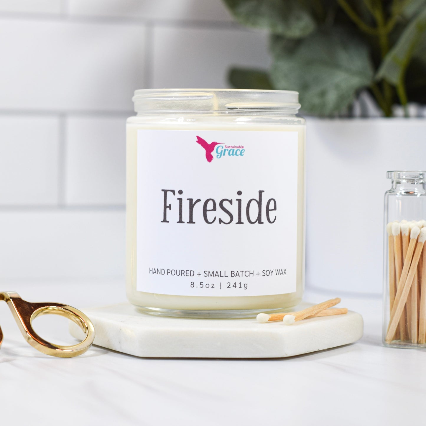 fireside firewood scented soy wax candle