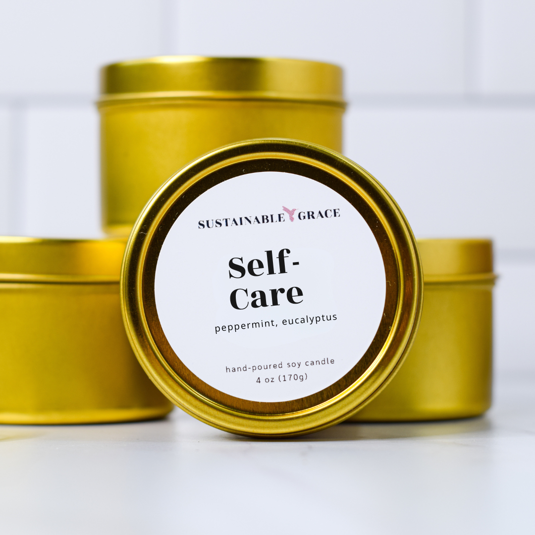 self care 4 oz gold tin candle