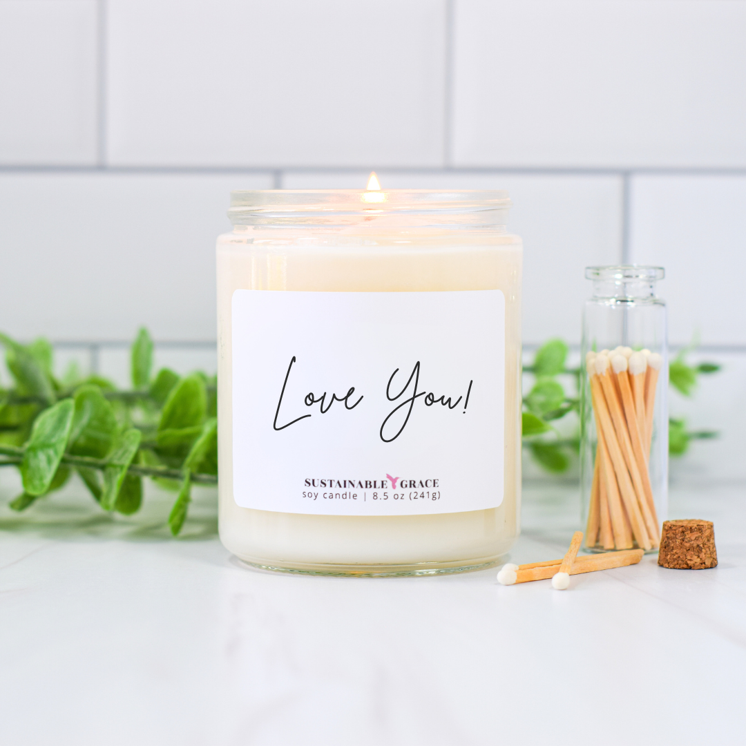love you soy candle gift