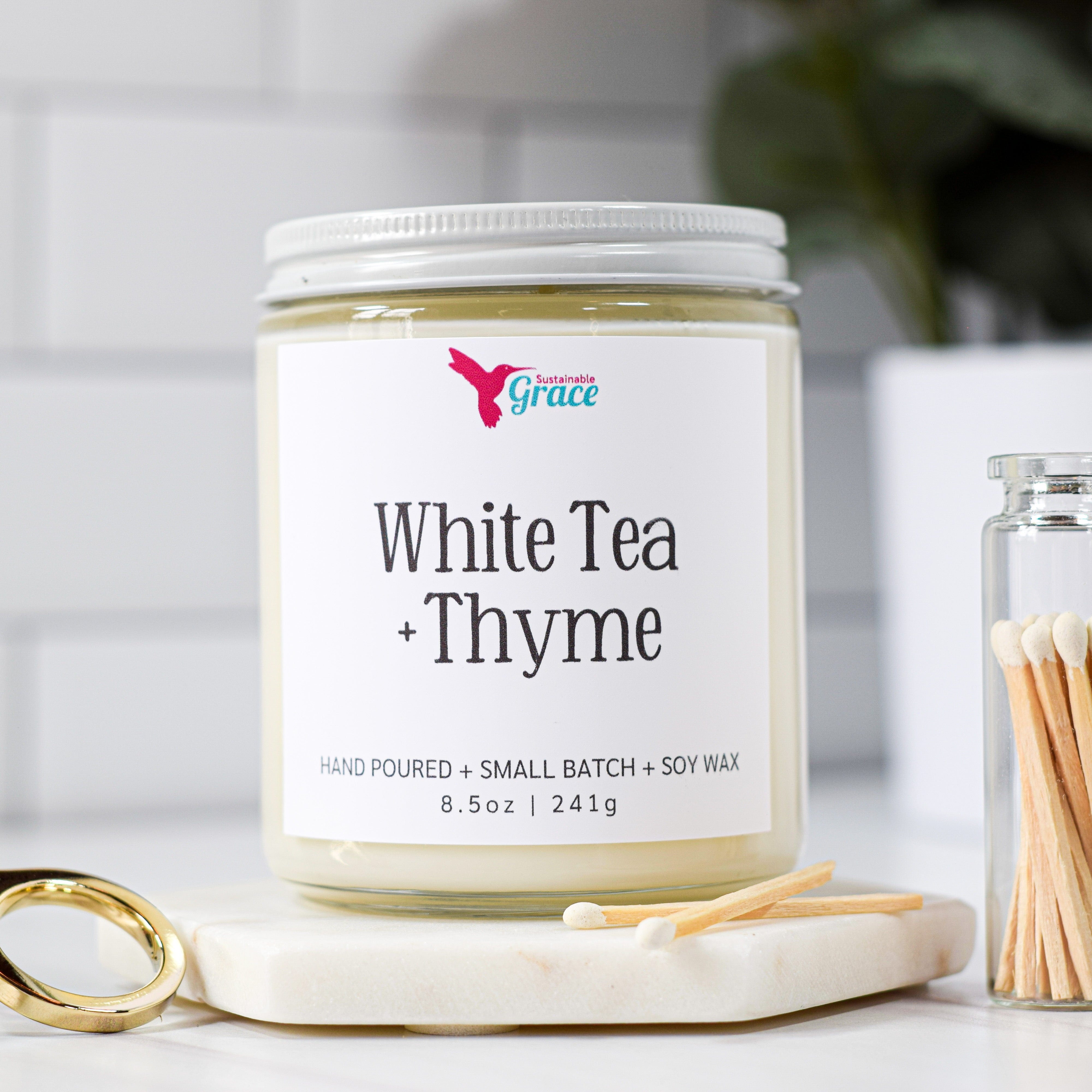 White Tea & Thyme Print Block Small Candle – The Umstead Online