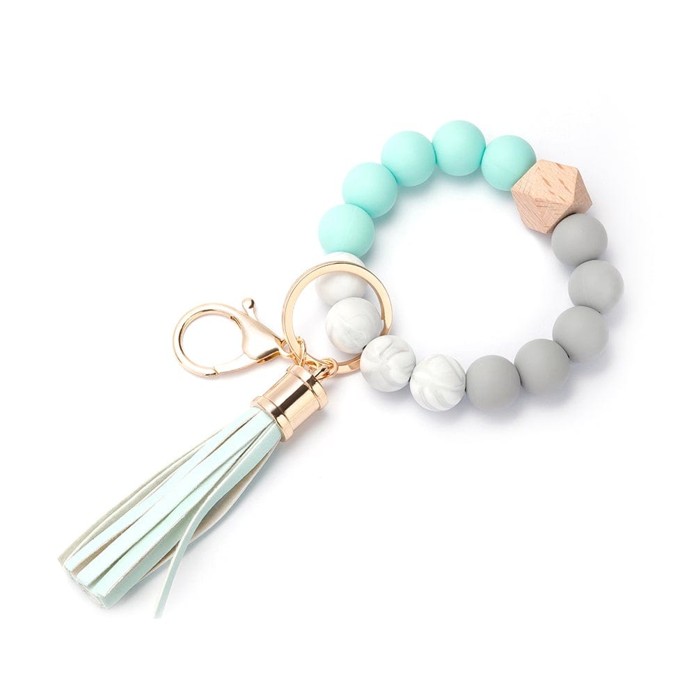 Teal silicone bracelet keychain