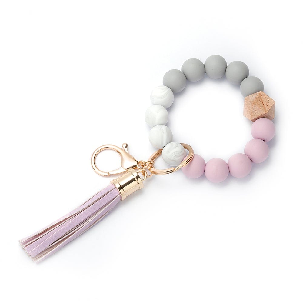 purple silicone bracelet keychain