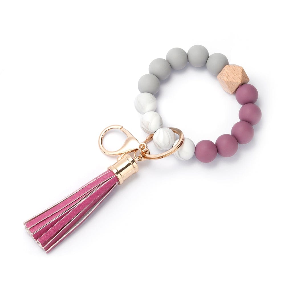 rose red silicone bracelet keychain