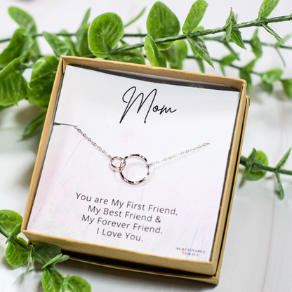 mom best friend necklace in silver two circles