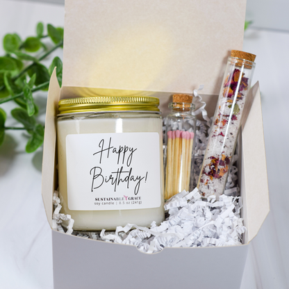 happy birthday aromatherapy and candle gift set 