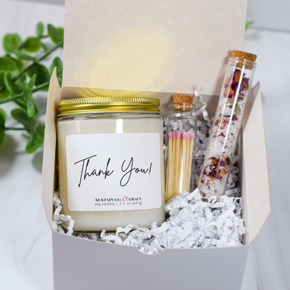 thank you candle gift set, thank you gift for friend