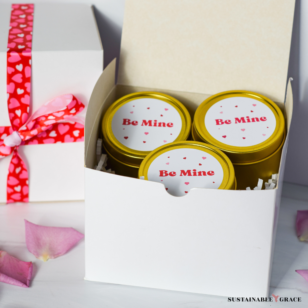 be mine 3 candle gift set for valentines day. 