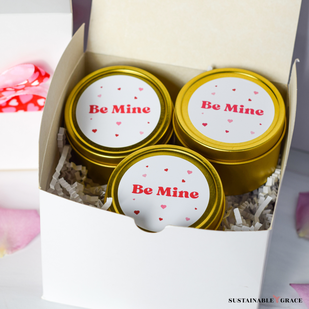 be mine 4 oz gold tins candle gift set for valentines day