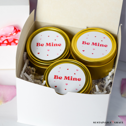 be mine 4 oz gold tins candle gift set for valentines day