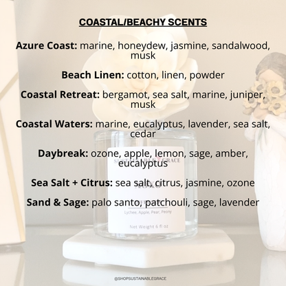non toxic coastal beach inspired scents available in the sola flower diffuser from sustainable grace