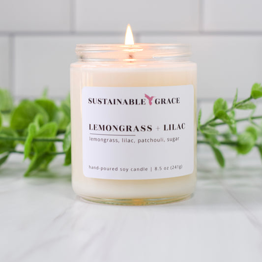 soy wax candle sweet lemongrass and lilac