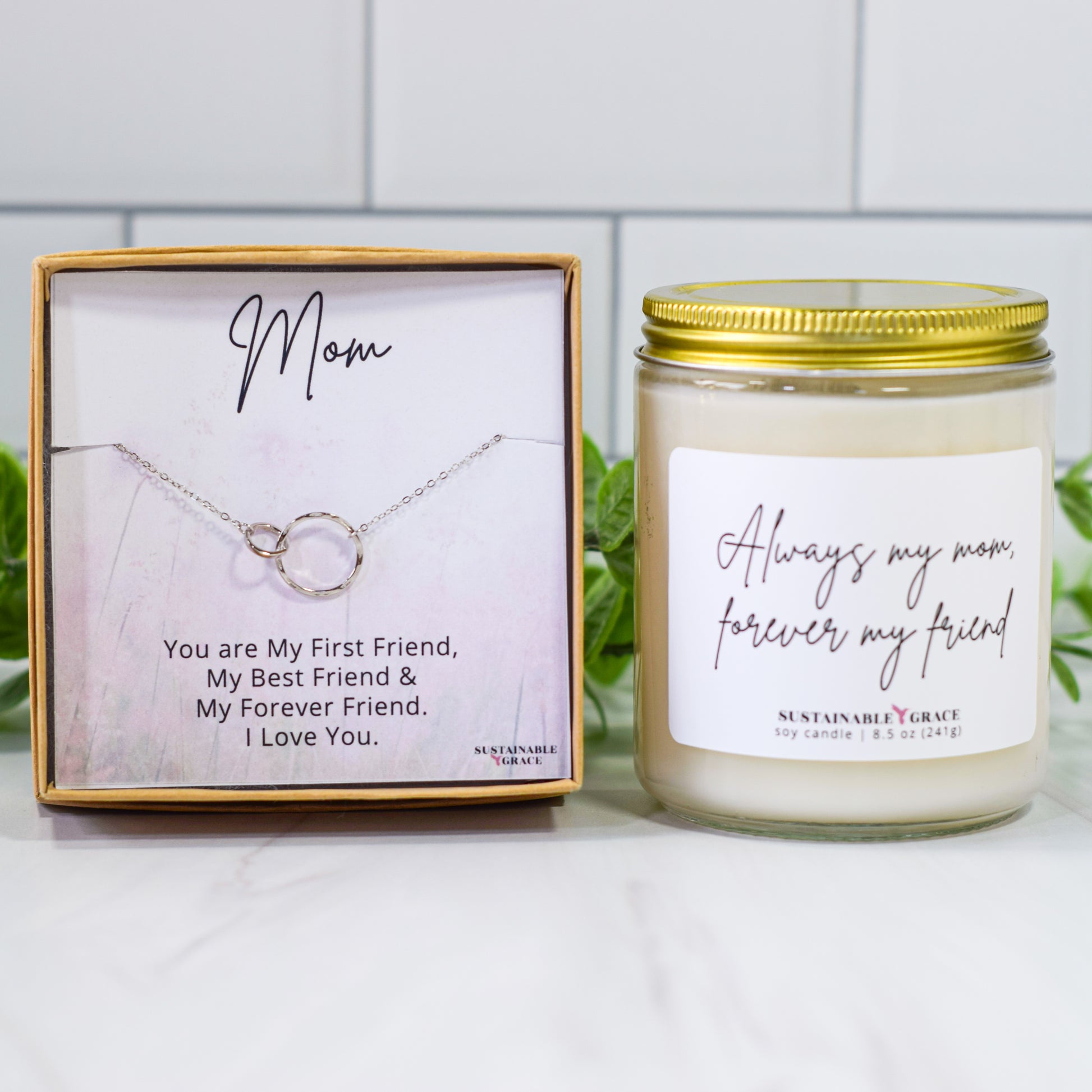 mom best friend candle bundle best mom ever candle and best friend necklace