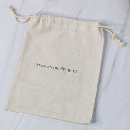 muslin gift bag for candles from sustainable grace