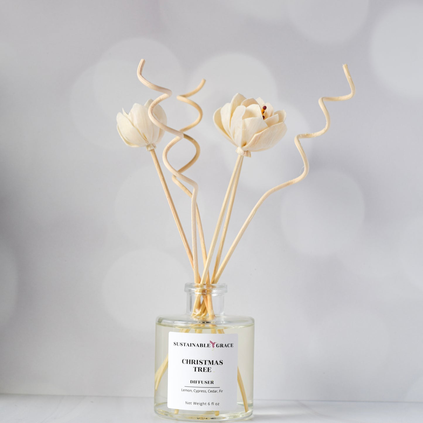 non toxic flower reed diffuser with wavy reeds 