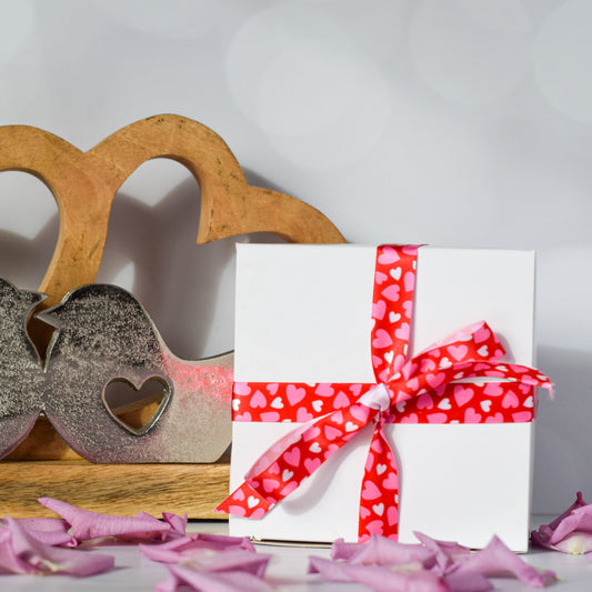 valentines day gift box for candles with ribbon