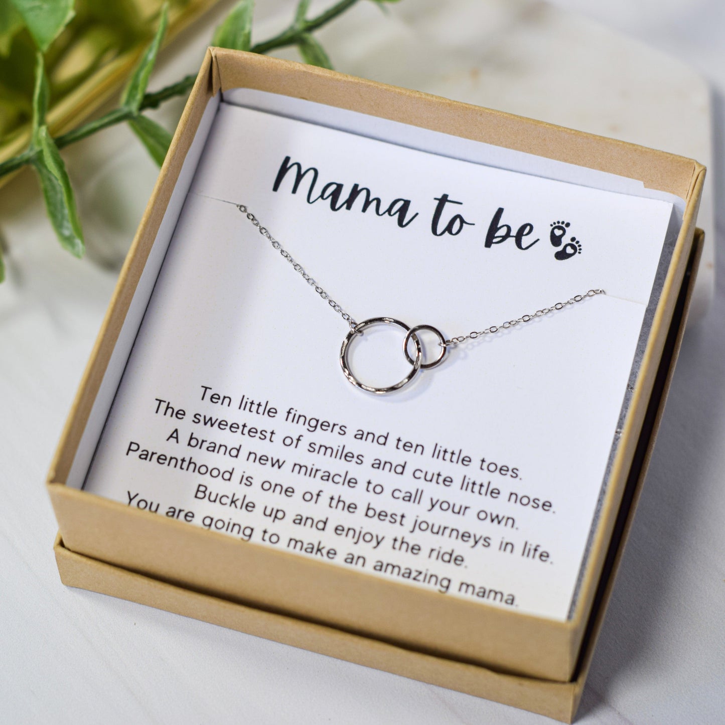 mama to be necklace in silver two circles 