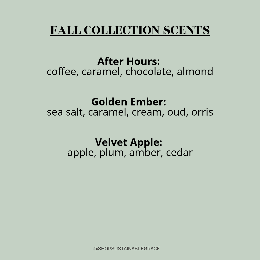 fall collection scents from sustainable grace