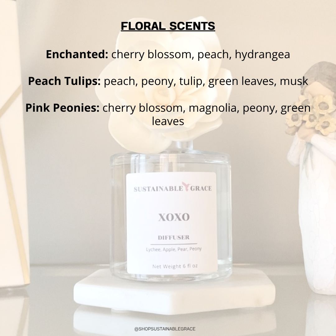 non toxic floral scents available in the sola flower diffuser from sustainable grace