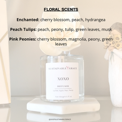 non toxic floral scents available in the sola flower diffuser from sustainable grace