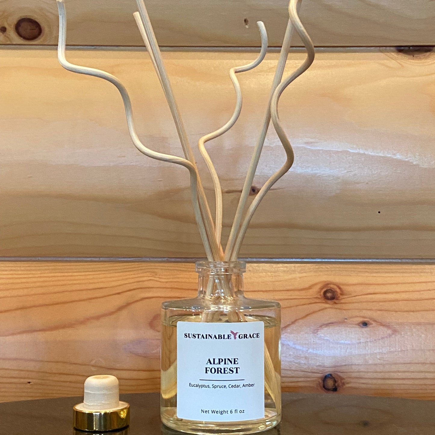 alpine forest non toxic reed diffuser from sustainable grace