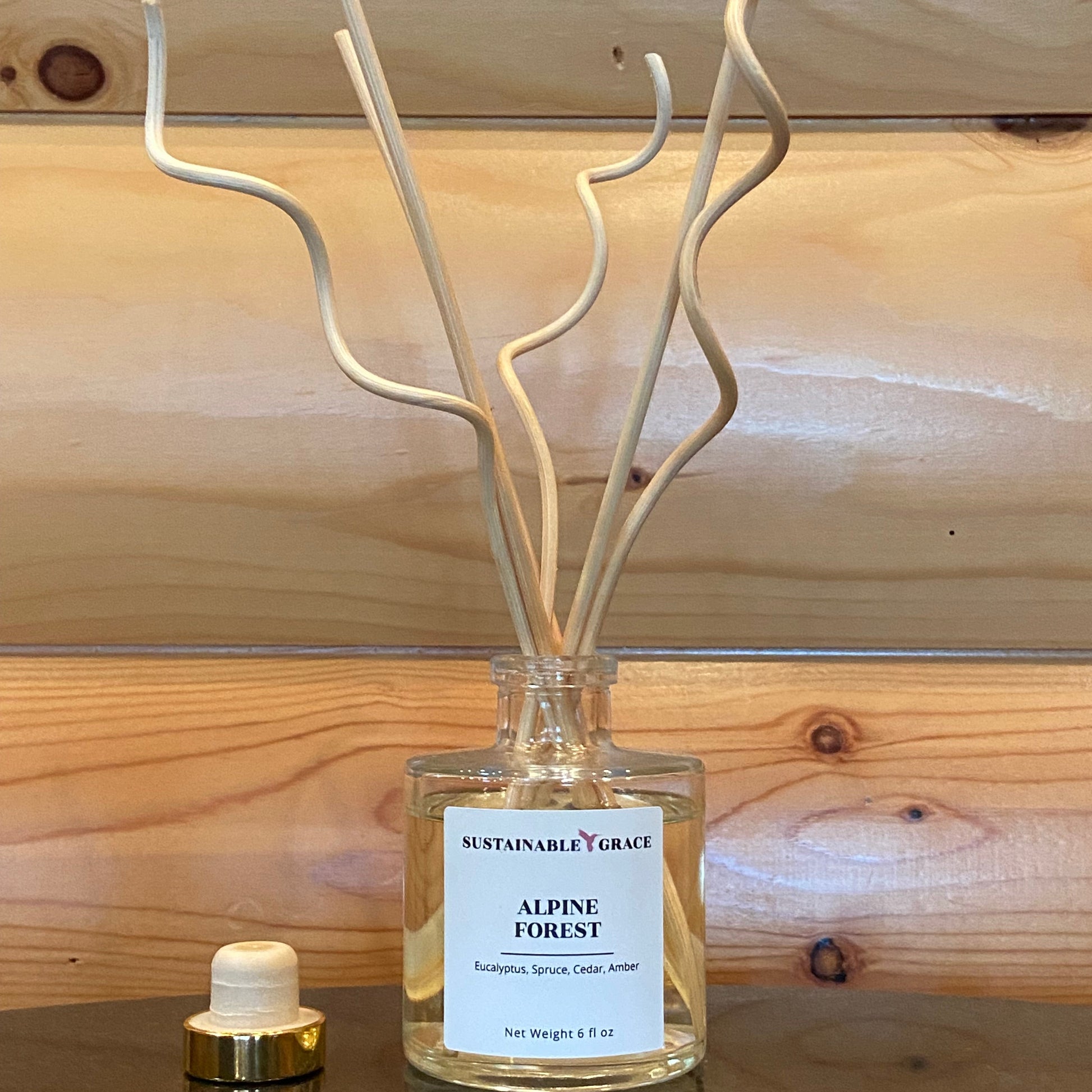 alpine forest non toxic reed diffuser from sustainable grace