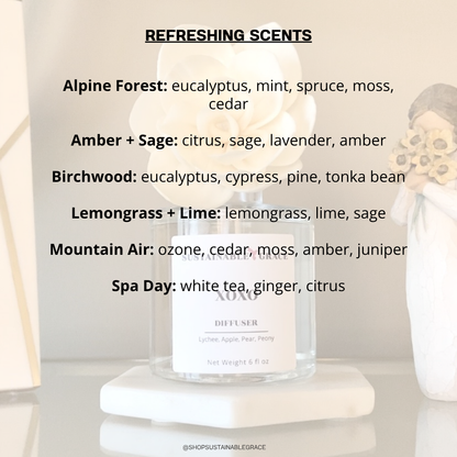 light and refreshing non toxic scents available in the sola flower diffuser from sustainable grace