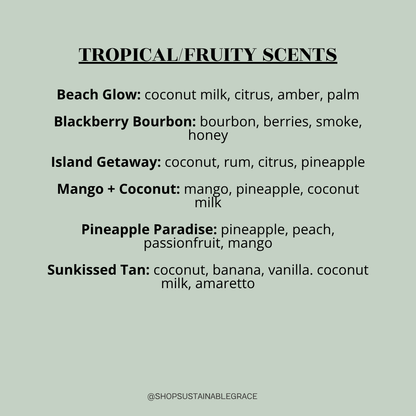 non toxic tropical and fruity scents available in the flower reed diffuser from sustainable grace