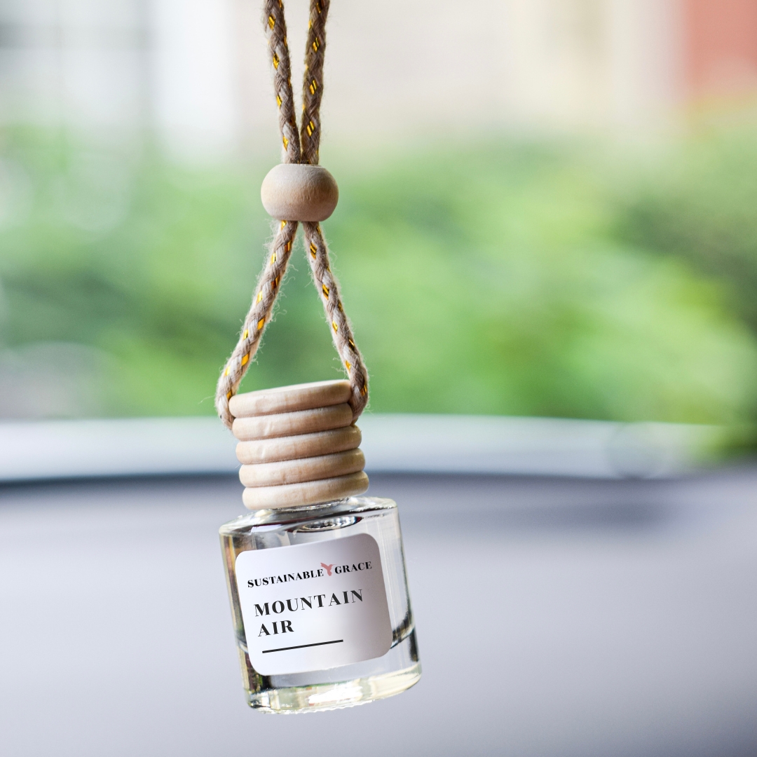 mountain air non-toxic hanging car air freshener from sustainable grace