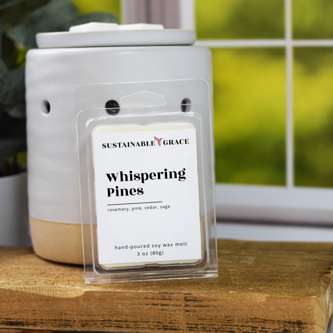 pine and sage soy based wax melts whispering pines