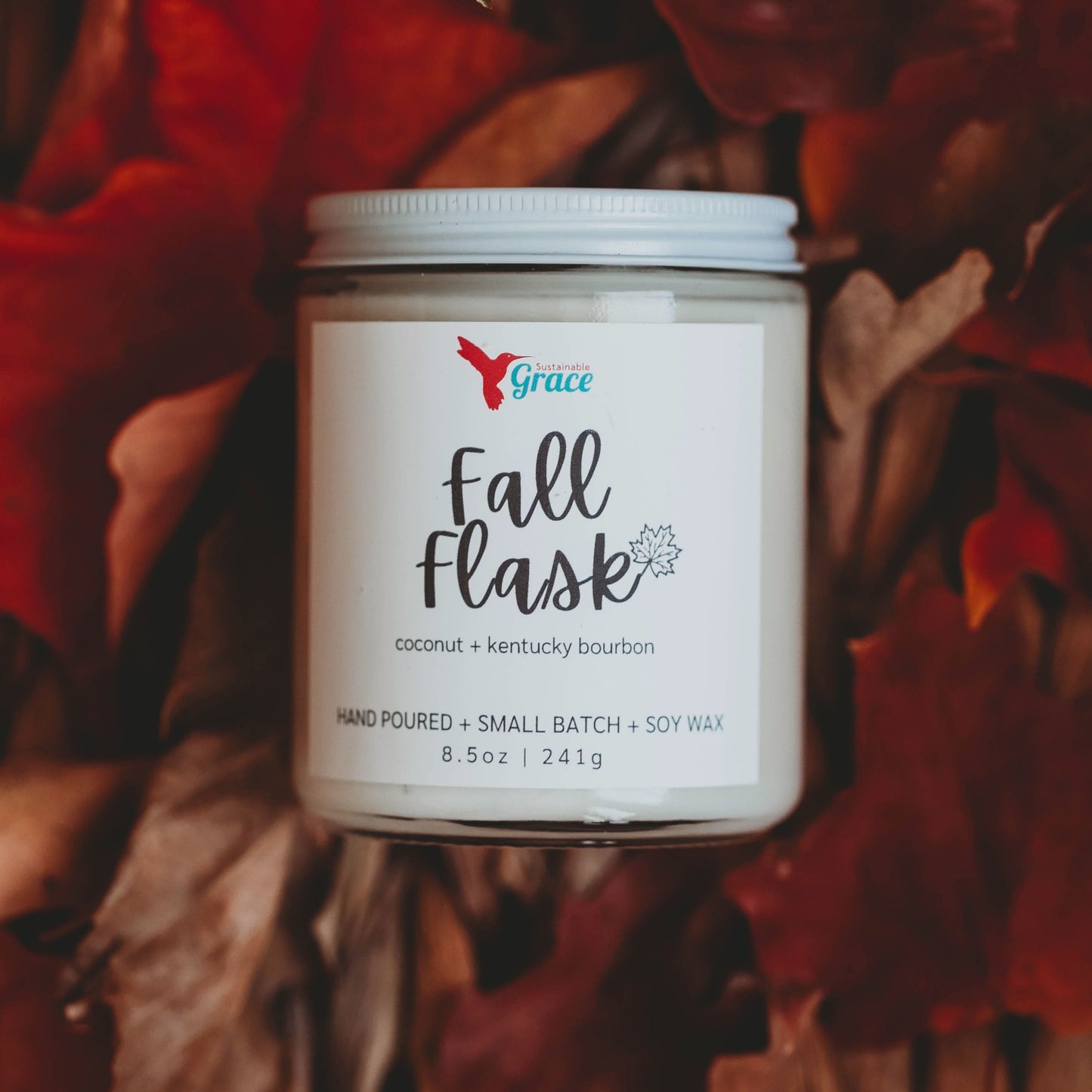 fall flask soy wax candle 