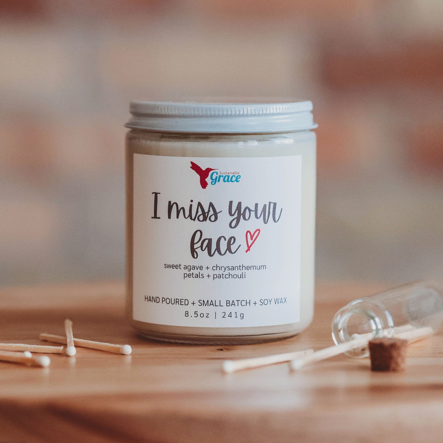 i miss your face floral scented candle 