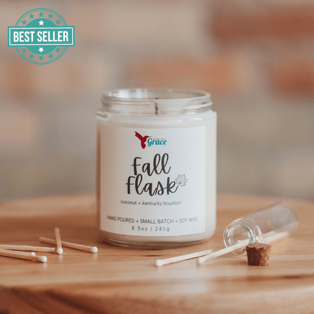 sustainable grace fall flask soy wax candle