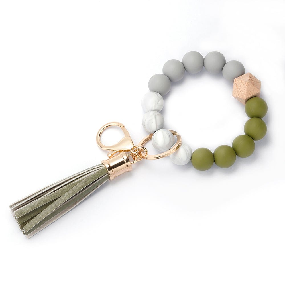 army green silicone bracelet keychain