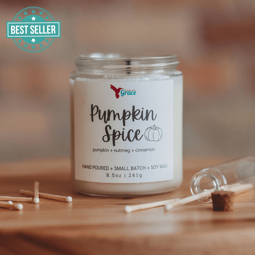 pumpkin spice scented soy candle