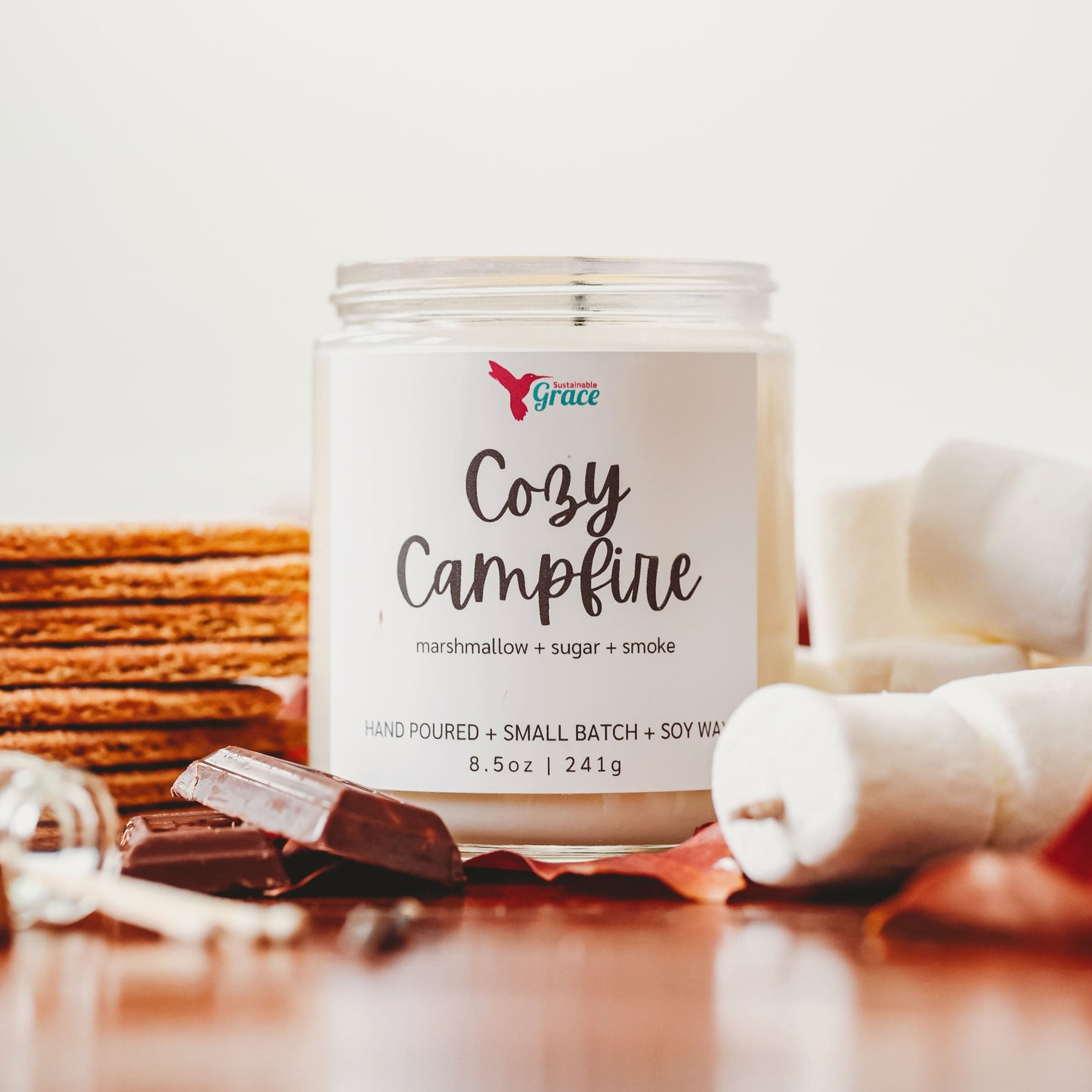 Toasted Marshmallow Soy Wax Candle Scent: Ozone, Marshmallow, Smoke 