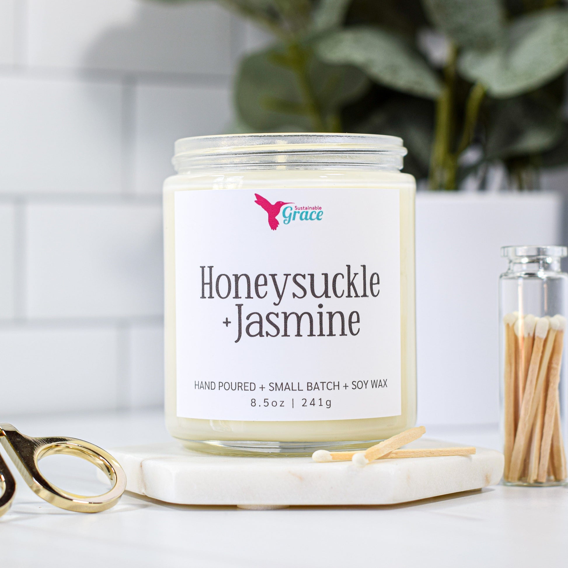 honeysuckle jasmine scented soy candle