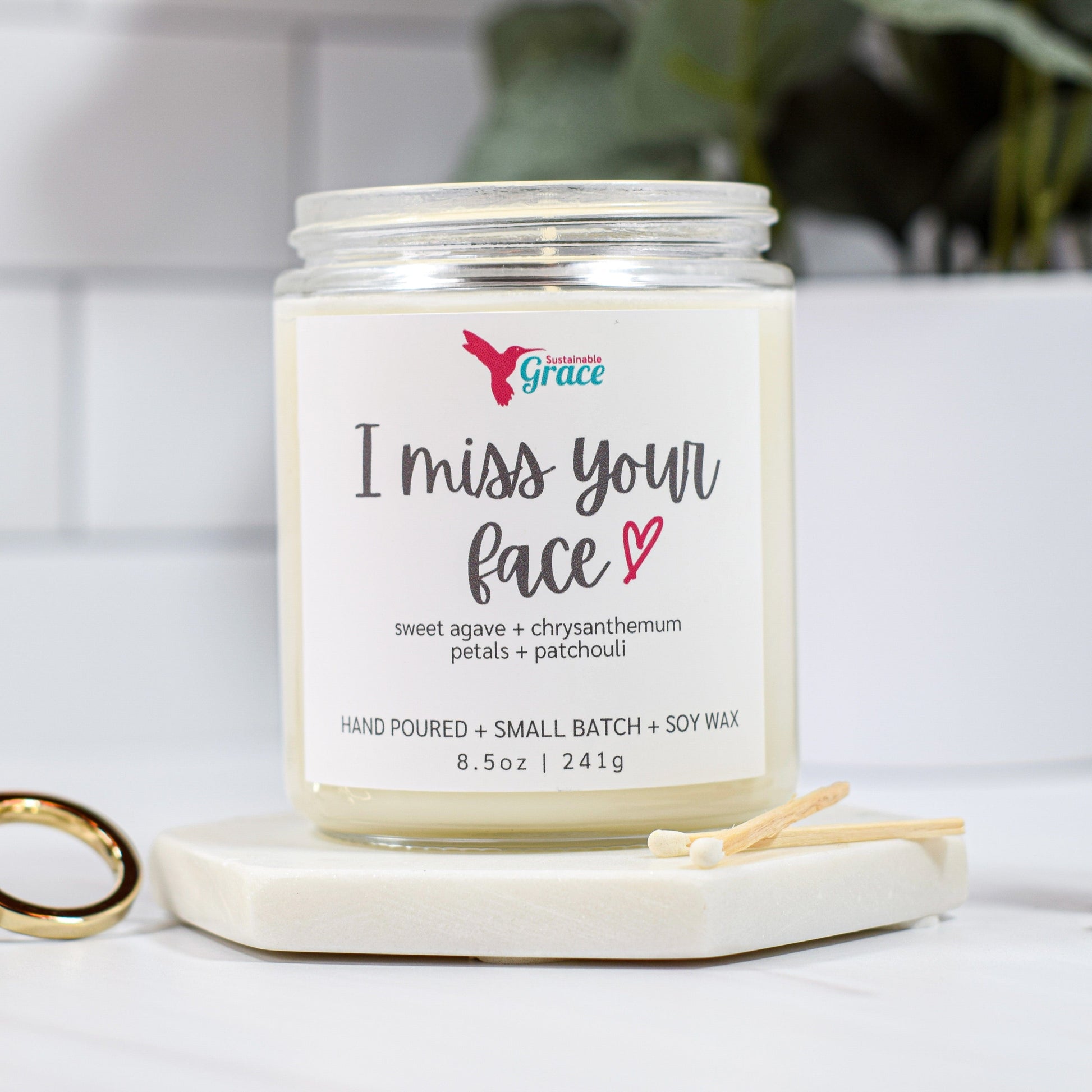 i miss your face floral scented candle