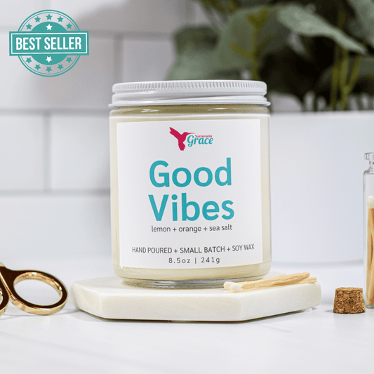 good vibes sea salt and citrus soy wax candle