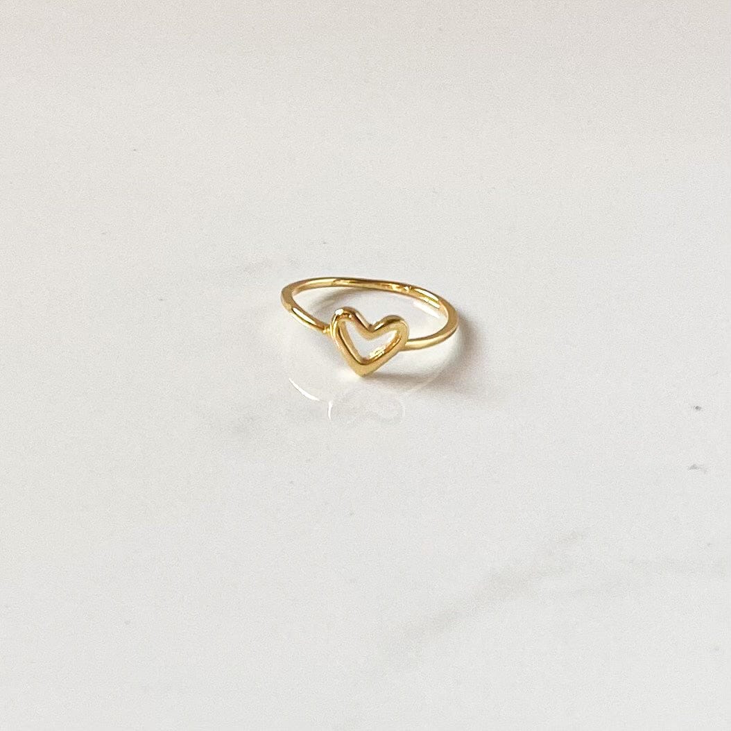dainty gold open heart ring in gold