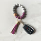 rose red bracelet keychain with car keys