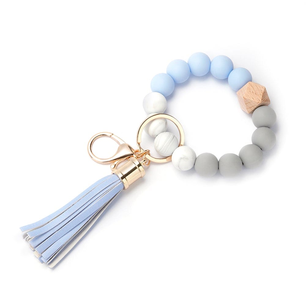 Sky blue silicone bracelet keychain