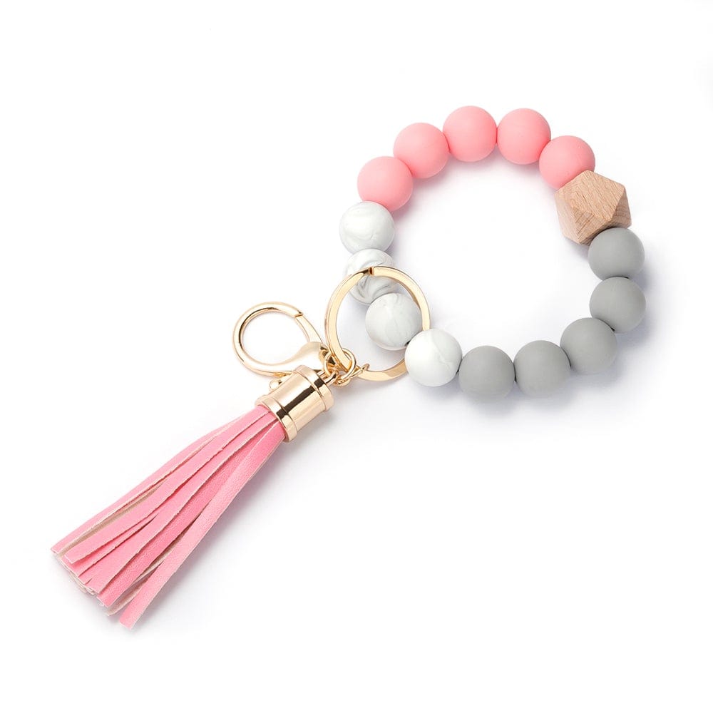 pink silicone bracelet keychain