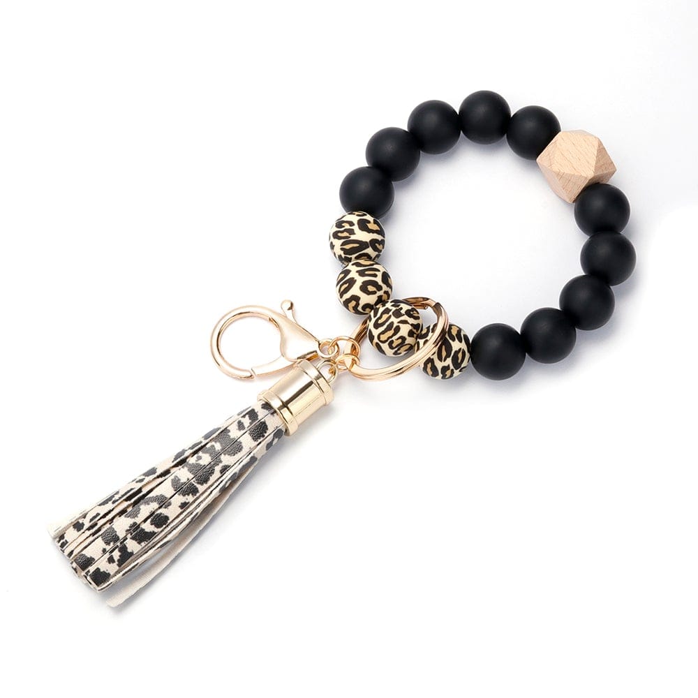leopard silicone bracelet keychain